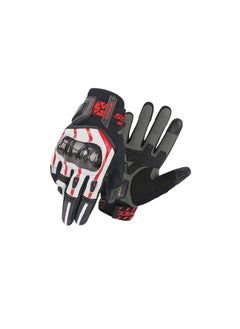 SCOYCO Motorcycle Gloves Cowhide Leather Touchscreen Full Finger Summer Gloves Breathable Gloves for Cycling Outdoor Sports MC109-RED Size Large