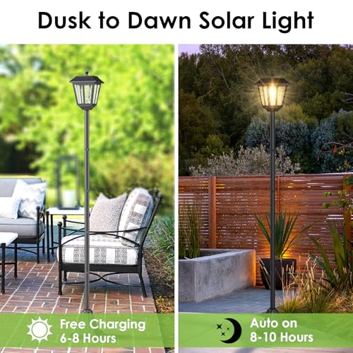 Greluna 68 Solar Lamp Post Lights 2Pack Outdoor Post Lights Waterproof Pole Lights Outdoor Decorative Lamp for Garden Patio Lawn Pathway Driveway FrontBack Door Warm White 2 - Image 3