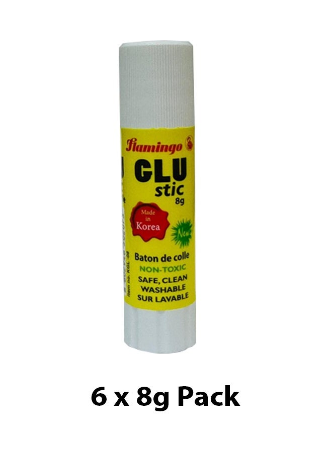 Flamingo Non Toxic Glue Stick Made in Korea, 8 gm, 6 Pieces Value Pack - Image 2