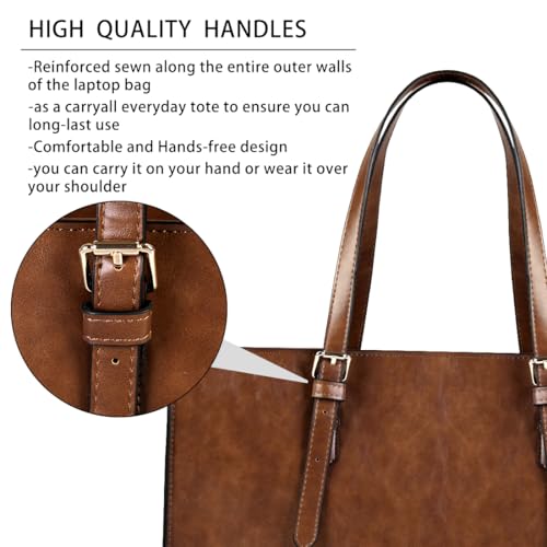 NUBILY Laptop Bag for Women Waterproof Lightweight Leather 15.6 Inch Computer Tote Bag Business Office Briefcase Large Capacity Handbag Shoulder Bag Professional Office Work Bag - Image 5