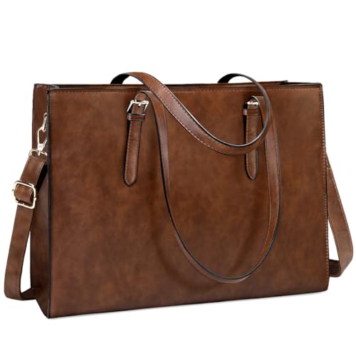 NUBILY Laptop Bag for Women Waterproof Lightweight Leather 15.6 Inch Computer Tote Bag Business Office Briefcase Large Capacity Handbag Shoulder Bag Professional Office Work Bag - Image 1