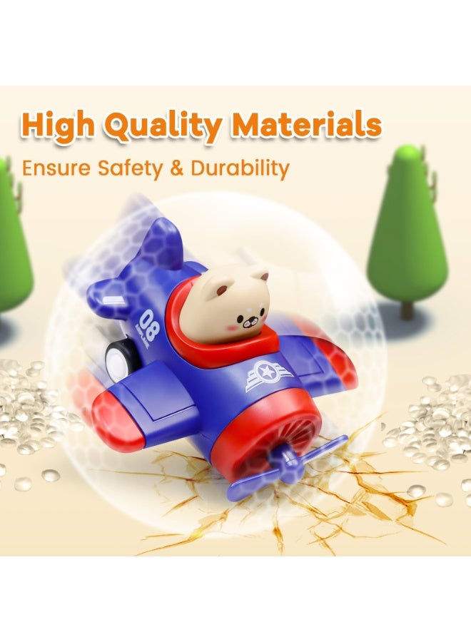 هالامودو 【4 قطع ألعاب طائرات حيوانات بالضغط】 ألعاب طائرات للأطفال ألعاب حركة بالضغط | مناسبة للأطفال فوق 3 سنوات | مادة ABS آمنة | حركة بالضغط + مروحة دوارة | تحريك المروحة يصدر صوتًا | حواف ناعمة وآمنة | تنمية التركيز والتنسيق بين اليد والعين | هدية لطيفة للتفاعل بين الوالدين والطفل - Image 4