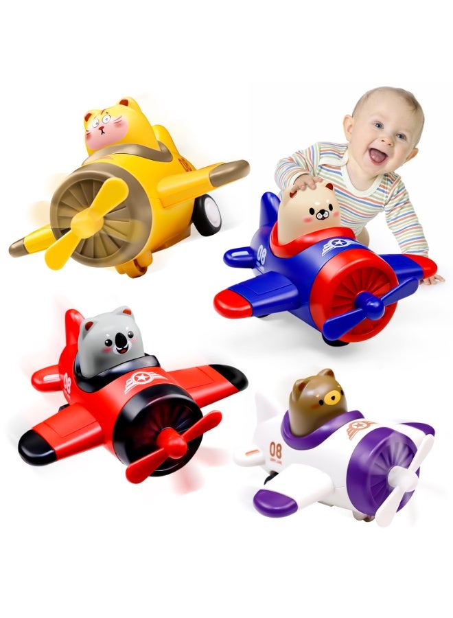 هالامودو 【4 قطع ألعاب طائرات حيوانات بالضغط】 ألعاب طائرات للأطفال ألعاب حركة بالضغط | مناسبة للأطفال فوق 3 سنوات | مادة ABS آمنة | حركة بالضغط + مروحة دوارة | تحريك المروحة يصدر صوتًا | حواف ناعمة وآمنة | تنمية التركيز والتنسيق بين اليد والعين | هدية لطيفة للتفاعل بين الوالدين والطفل - Image 1