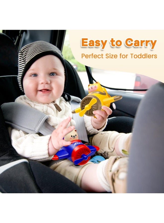 هالامودو 【4 قطع ألعاب طائرات حيوانات بالضغط】 ألعاب طائرات للأطفال ألعاب حركة بالضغط | مناسبة للأطفال فوق 3 سنوات | مادة ABS آمنة | حركة بالضغط + مروحة دوارة | تحريك المروحة يصدر صوتًا | حواف ناعمة وآمنة | تنمية التركيز والتنسيق بين اليد والعين | هدية لطيفة للتفاعل بين الوالدين والطفل - Image 5