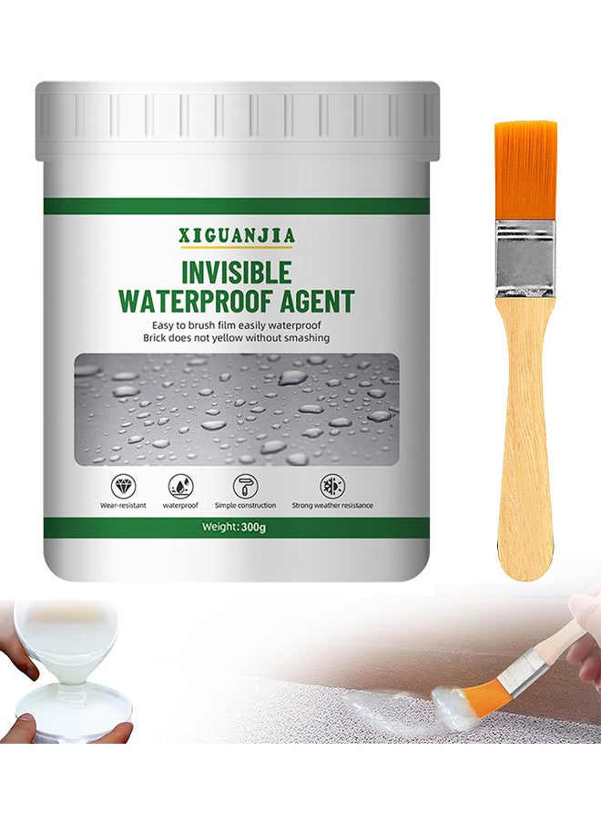 Invisible Waterproof Agent, Liquid Waterproof Super Strong Bonding Sealant, Transparent Repairing Leak Waterproof Adhesive Indoor Outdoor Water-Based Waterproof Coating For Wall Bathroom Roof, 300G
