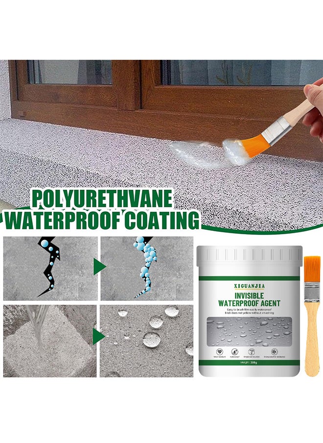 Invisible Waterproof Agent, Liquid Waterproof Super Strong Bonding Sealant, Transparent Repairing Leak Waterproof Adhesive Indoor Outdoor Water-Based Waterproof Coating For Wall Bathroom Roof, 300G