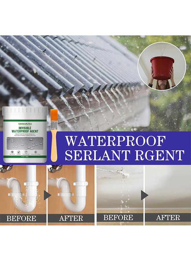 Invisible Waterproof Agent, Liquid Waterproof Super Strong Bonding Sealant, Transparent Repairing Leak Waterproof Adhesive Indoor Outdoor Water-Based Waterproof Coating For Wall Bathroom Roof, 300G