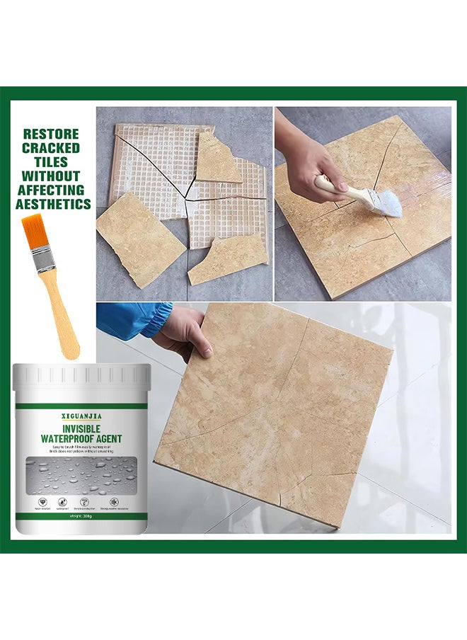 Invisible Waterproof Agent, Liquid Waterproof Super Strong Bonding Sealant, Transparent Repairing Leak Waterproof Adhesive Indoor Outdoor Water-Based Waterproof Coating For Wall Bathroom Roof, 300G