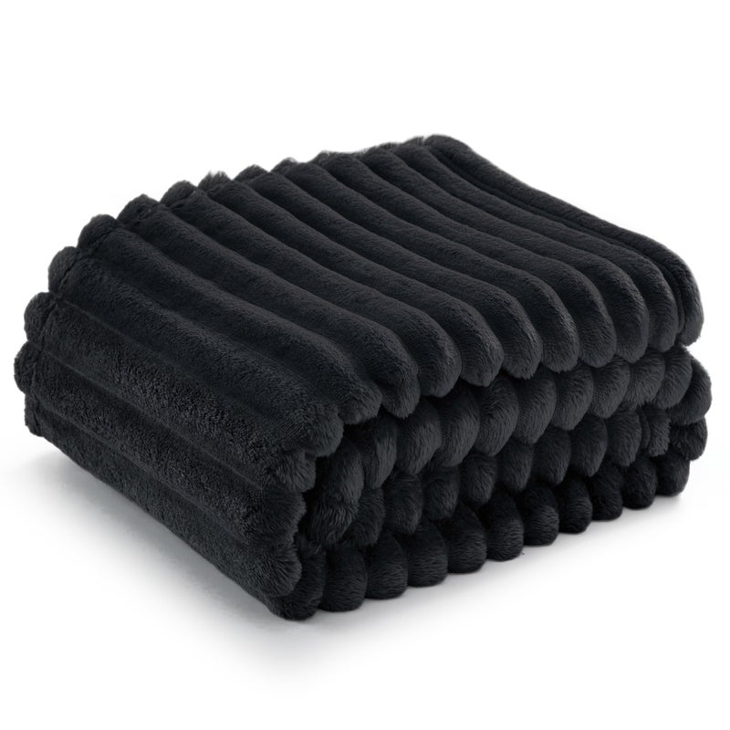 Bedsure Bedsure Black Fleece Blanket for Couch  GentleSoft Cozy Soft Blankets for Women Cute Small Throws for Girls 50x70 Inches 