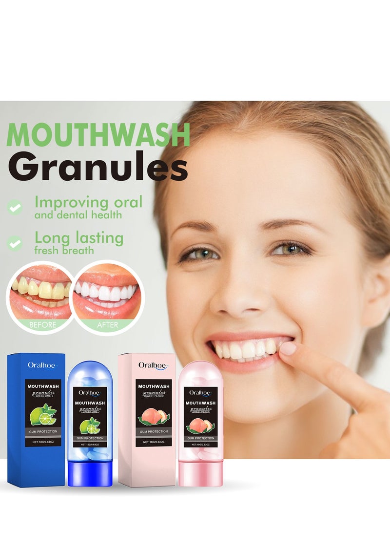 ORALHOE حبوب غسول الفم لعلاج رائحة الفم الكريهة للبالغين، رذاذ لإزالة رائحة الفم الجافة والكريهة، سهل الحمل وحماية من علكة نفس منعش - Image 2