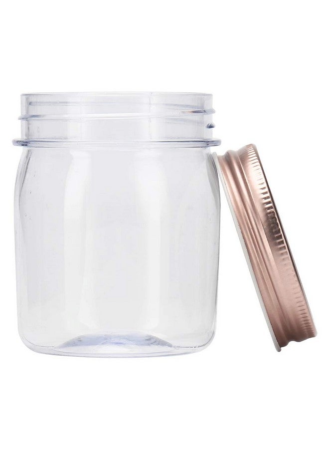 Novelinks 8 Ounce Clear Plastic Jars With Rose Gold Lids - Refillable Round Containers for Kitchen & Household Storage - BPA Free (16 Pack) - Image 3