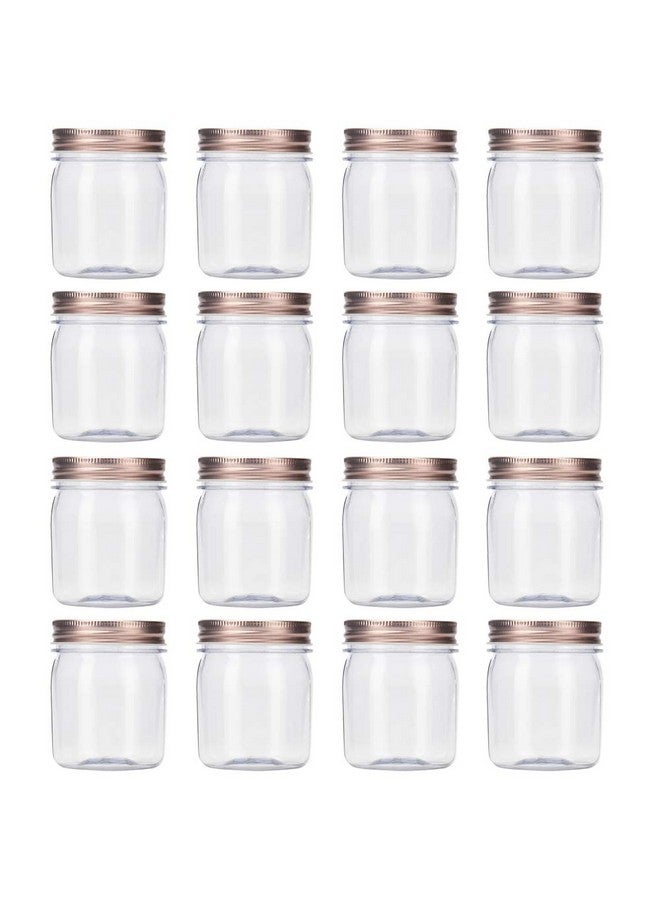 Novelinks 8 Ounce Clear Plastic Jars With Rose Gold Lids - Refillable Round Containers for Kitchen & Household Storage - BPA Free (16 Pack) - Image 1