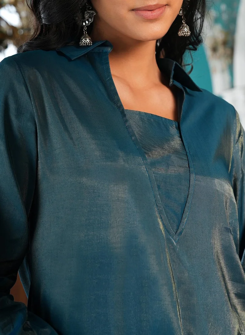 QISSA Women's Aegean Blue Dusk Ensemble Kurta Set