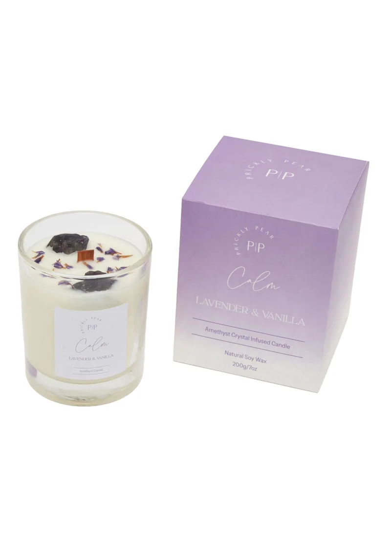 Prickly Pear Amethyst Crystal 'Calm' Candle, 200g