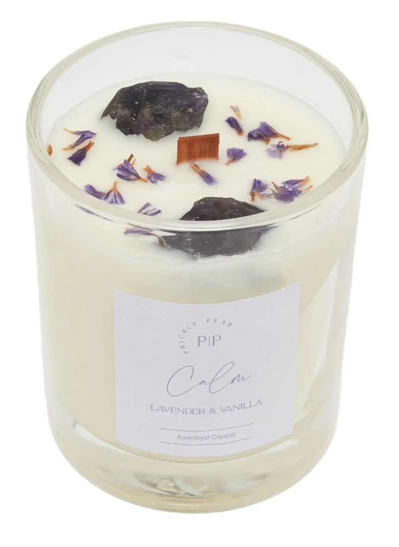 Prickly Pear Amethyst Crystal 'Calm' Candle, 200g