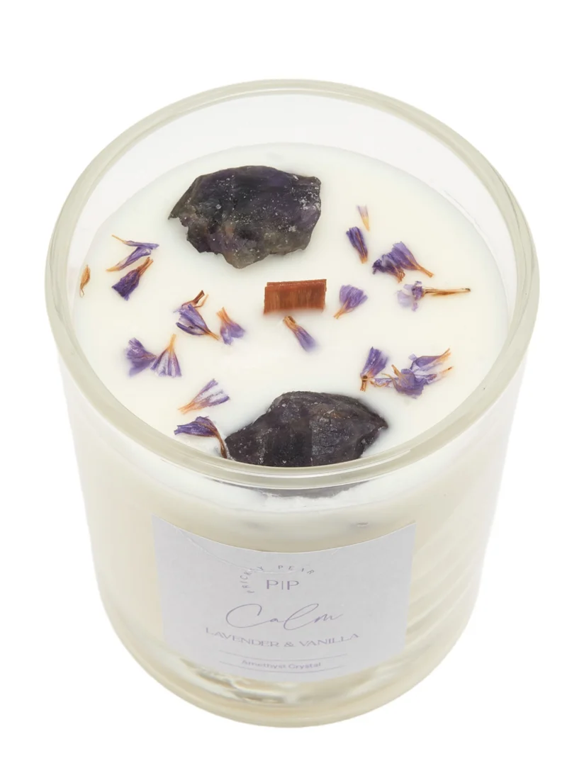 Prickly Pear Amethyst Crystal 'Calm' Candle, 200g