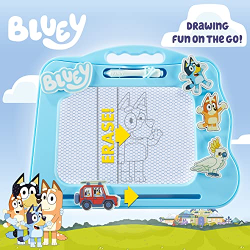 Character Options Bluey Travel Magnetic Scribbler pad with Pen and 3 Stamps, Draw and Erase with no Mess, Blue - Image 3