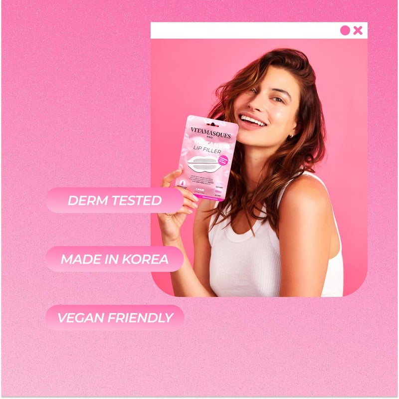 Vitamasques Instant Lip Filler Mask for Plumped Lips in 30 Mins with Vegan Collagen & Hyaluronic Acid - 3 Pack Korean Lip Mask Patches with 400 Dissolving Micro-Darts Tech for Instant & Long-Lasting Results - Image 5