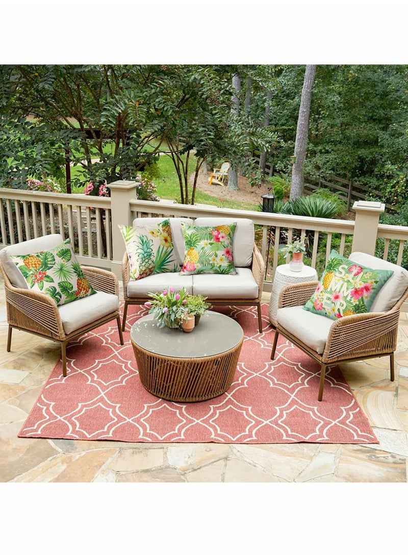 Excefore Decorative Throw Pillow Covers Pack of 4 Waterproof Cushion Covers Perfect to Outdoor Patio Garden Living Room Sofa Farmhouse Decor (18x18 Inches) (Tropical Plants and Pineapple)  - Image 3