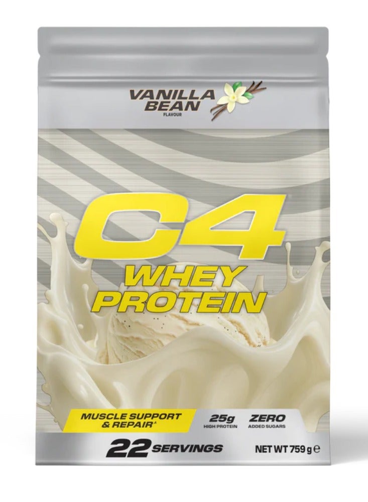 Cellucor C4 Whey Protein Powder – Vanilla Bean Flavor, 25 g Protein per Serving, Zero Added Sugar – Sports Nutrition, Muscle Recovery