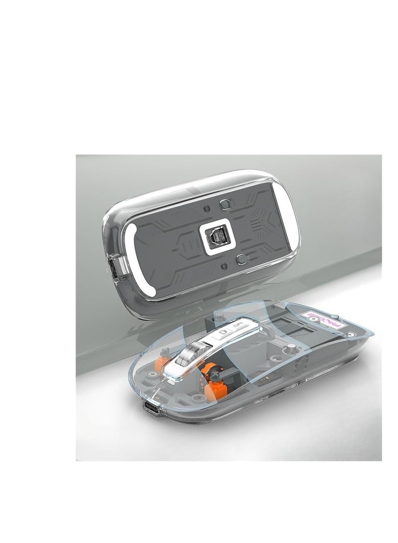 Terabyte Crystal Transparent Magnetic Wireless Mouse  Wireless Bluetooth Mouse, Tri-Mode (BT1+BT2+2.4G) USB C Rechargeable Computer Mouse, Full Transparent Portable Silent Mouse with USB Receiver for Laptop (Grey) - Image 4