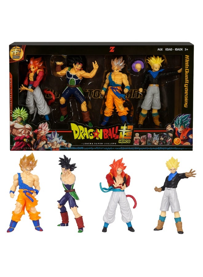 REZZOSS Dragon Ball Heros Action Figure Toy Set for Kids – 4 Pcs Super Saiyan Anime Toys | Cartoon Character Action Figures | Collectible PVC Toy Set for Boys | Birthday Gift, Playtime & Display Toy for Kids Ages 3+ - Image 1