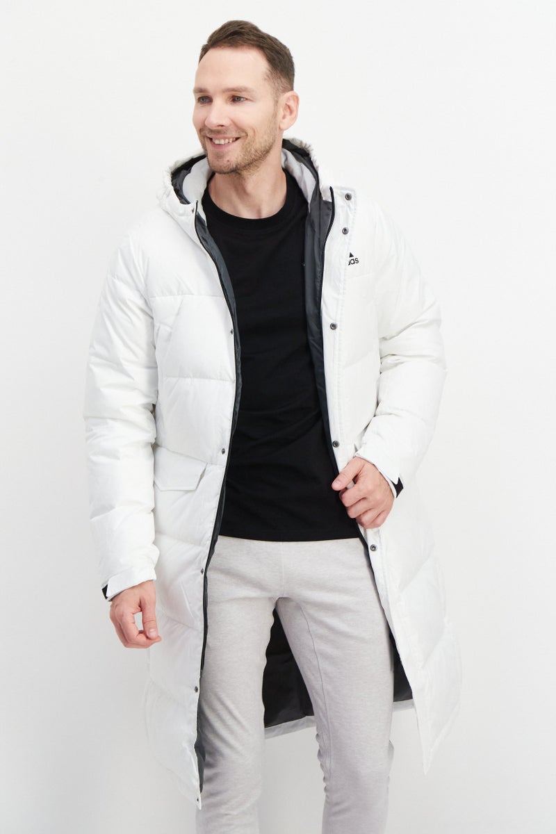 Adidas Men Sportswear Fit Stay Warm Hooded Down Jacket, White - Image 1