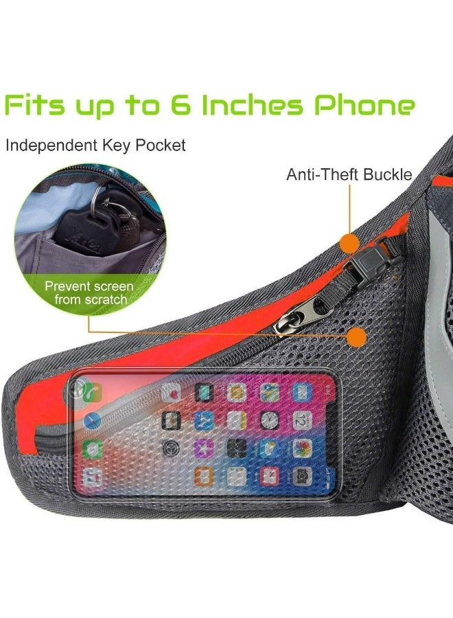 PYFK PYFK Running Belt Hydration Waist Pack with Water Bottle Holder for Men Women Waist Pouch Fanny Bag Reflective (Orange)  - Image 5
