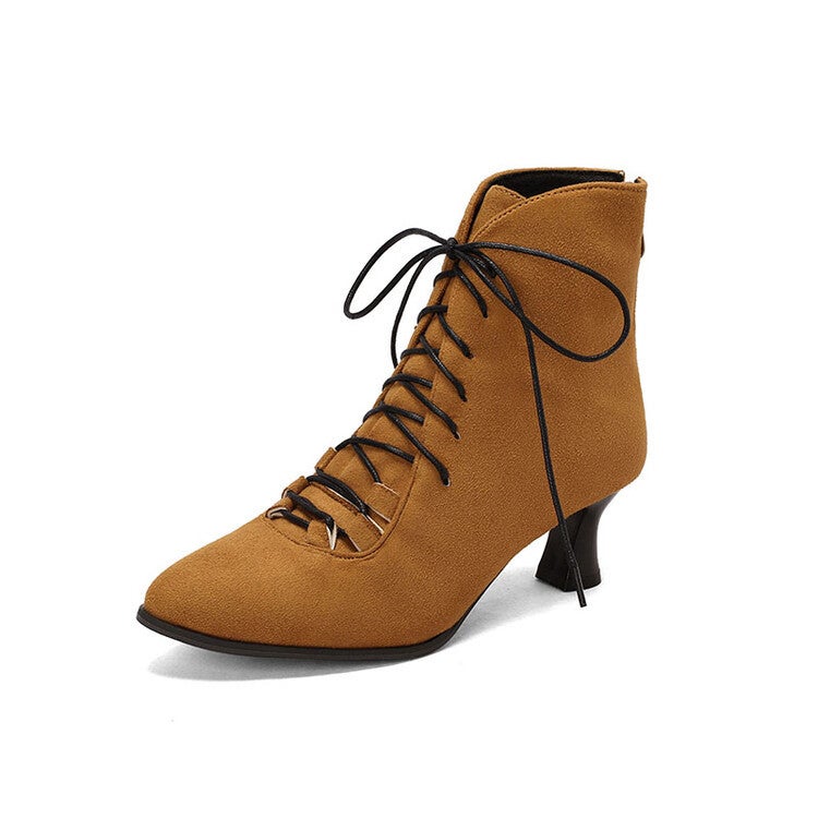 Dropshopping Suede Lace-Up Mid Heel Women'S Boots Plus Size Short Martin Boots 34-43 Plus Size - Image 5
