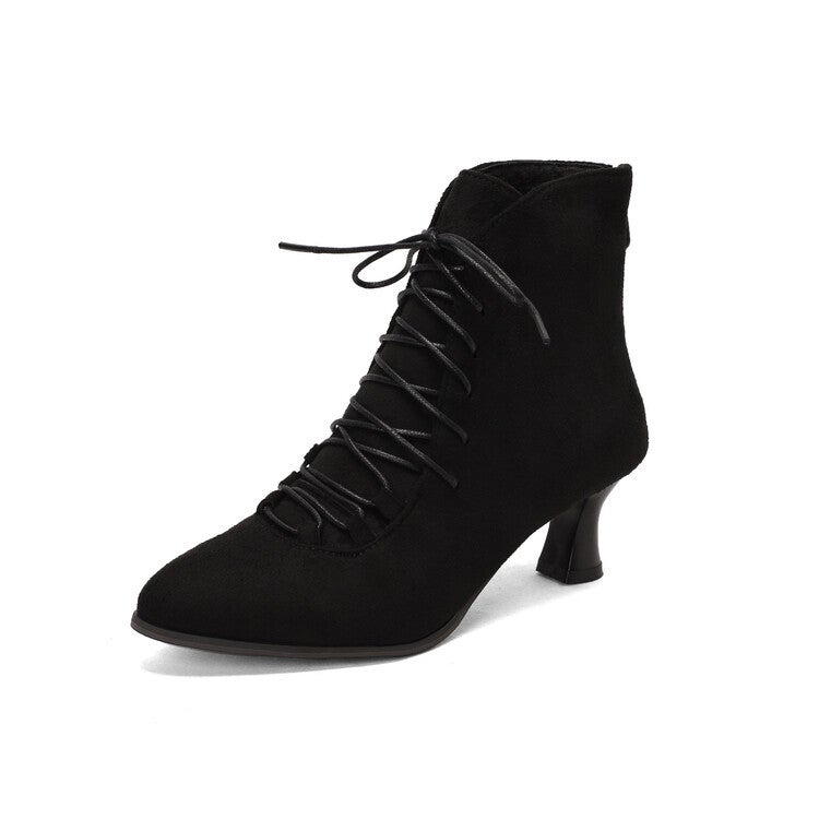 Dropshopping Suede Lace-Up Mid Heel Women'S Boots Plus Size Short Martin Boots 34-43 Plus Size - Image 3