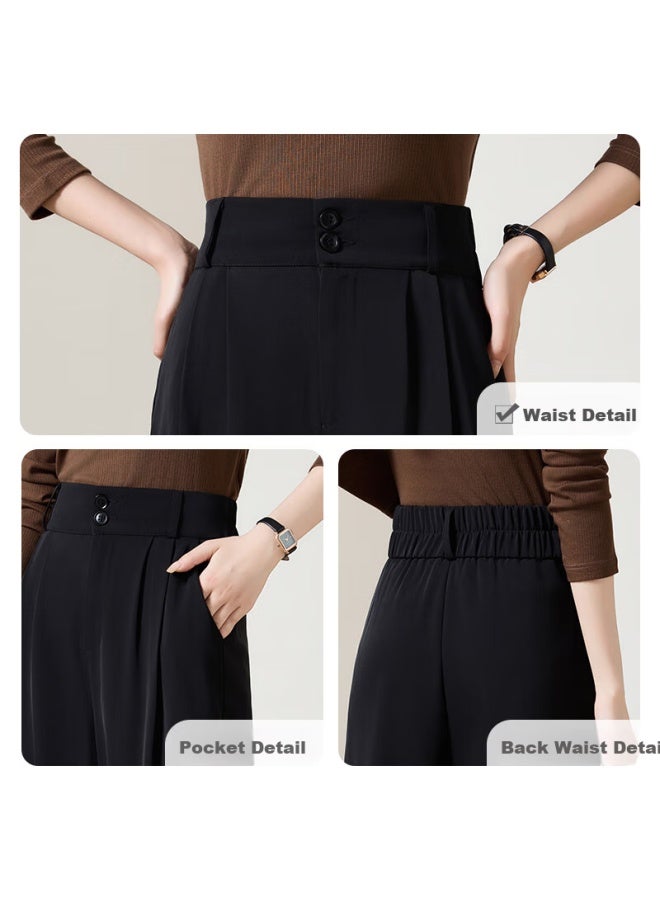 She enjoys Sheen Women's Thick High-waisted Straight-leg Wide-leg Pants For Leisure And Workwear Suit Pants Long Pants T143k2013 - Image 1