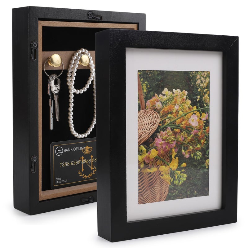 BARGIFTS Diversion Safe 6.5"x8.5" Picture Frame Safe with Secret Compartment for Valuables, Hidden Storage Picture Frame with Hooks, Wall-Mounted Secret Storage Box for Bedrooms, Living Rooms, and Offices - Image 1