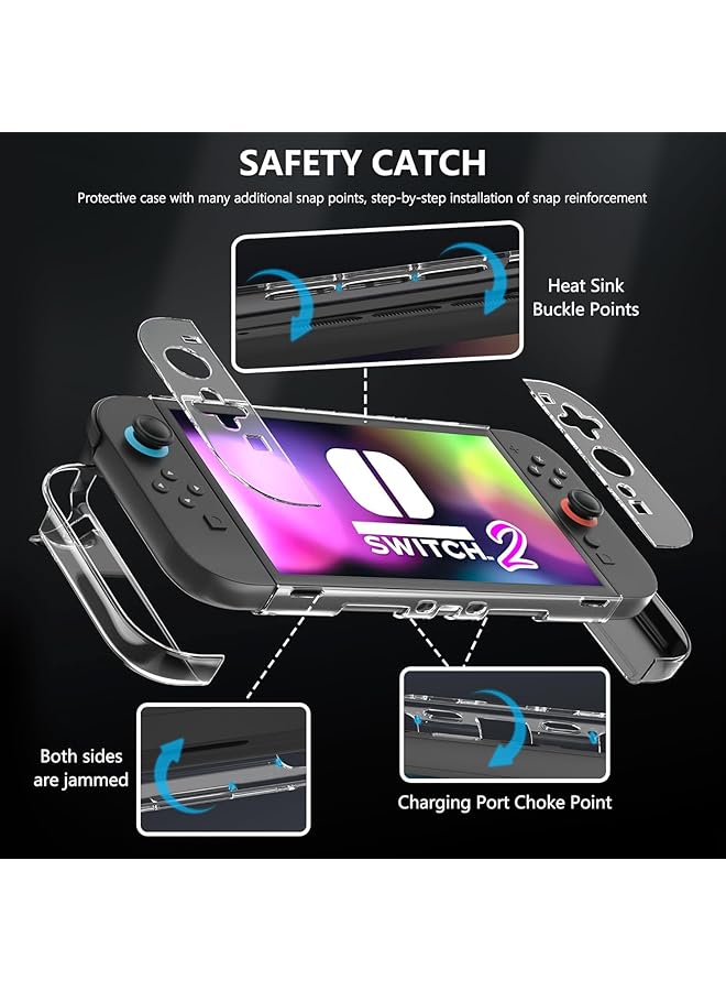 KASTWAVE Dockable Clear Case For Nintendo Switch 2 (2025) Protective Cover For Switch 2 And Joy Con Controllers Durable Pc Shell Transparent Slim Design Shockproof And Scratch Resistant - Image 4