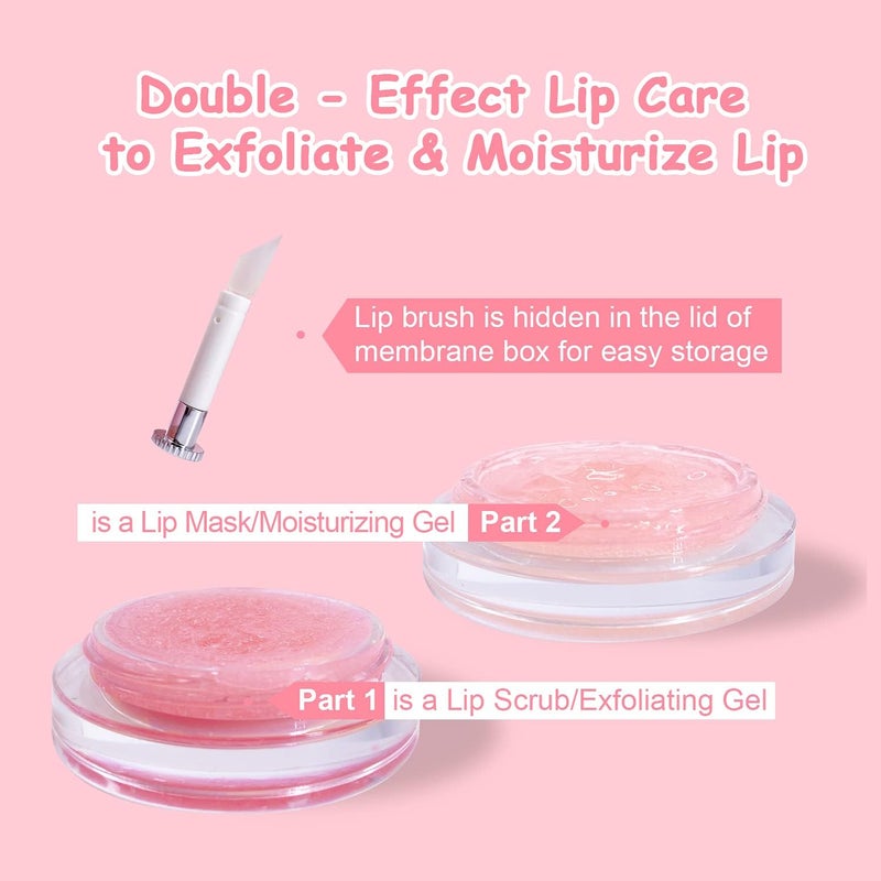 Immetee Lip Scrubs Exfoliator & Moisturizer, Lip Mask 2 in 1 Double Effectively Repairs Dry Cracked Lips, Lip Scrubs Exfoliator Dead Skin Moisturizer, Lip Mask Overnight (0.35Oz+Brush) - Image 3