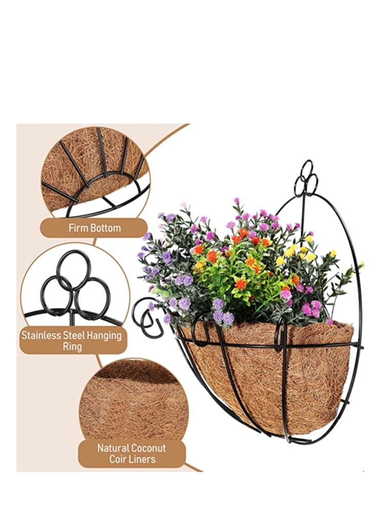 Generic FFD Metal Hanging Planter Hanging Metal Planter Basket with Coco Coir Liner  - Image 3