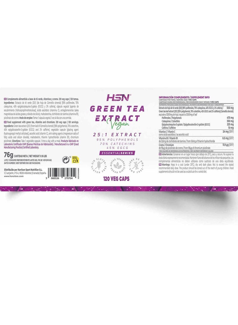HSN Green Tea (25:1) Extract 500mg - 120 veg caps - Image 4