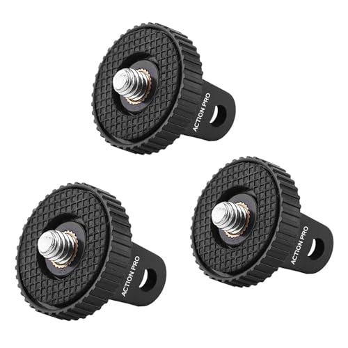 Action Pro 1/4" Thread Tripod Mount Adapter مع إدراج من الفولاذ المقاوم للصدأ متوافق مع GoPro Hero 13/12/11/10/9/8/7/6/5/4, Insta360, DJI Osmo Pocket, SJCAM, Xiaomi & Yi كاميرات الأكشن (عبوة من 3) - Image 1