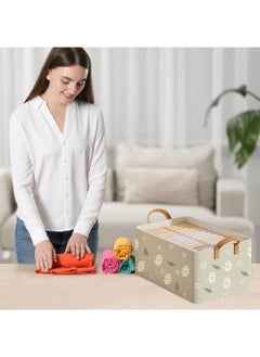 BUPY 2 Pieces Storage Bins, Foldable Storage Boxes for Organizing Clothes, Toys, Books, 47cm×28cm×20cm (Beige)  - Image 2