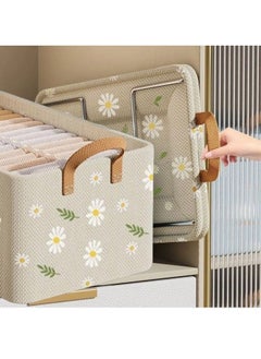 BUPY 2 Pieces Storage Bins, Foldable Storage Boxes for Organizing Clothes, Toys, Books, 47cm×28cm×20cm (Beige)  - Image 4