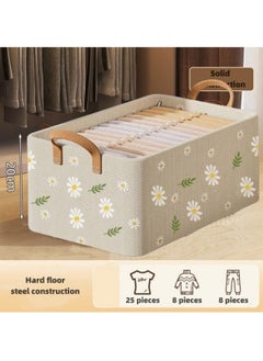 BUPY 2 Pieces Storage Bins, Foldable Storage Boxes for Organizing Clothes, Toys, Books, 47cm×28cm×20cm (Beige)  - Image 3