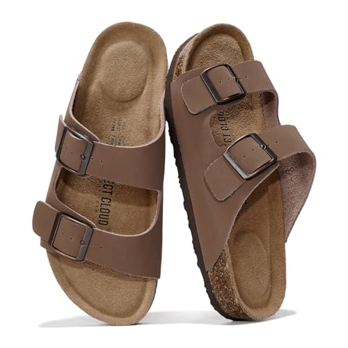 Project Cloud Genuine Leather Flat Sandals Women 2025 Beach Essentials Womens Sandals Memory Foam Vacation Essentials Slides for Women Footwear (Venita, Tan, 6.5) - Image 1