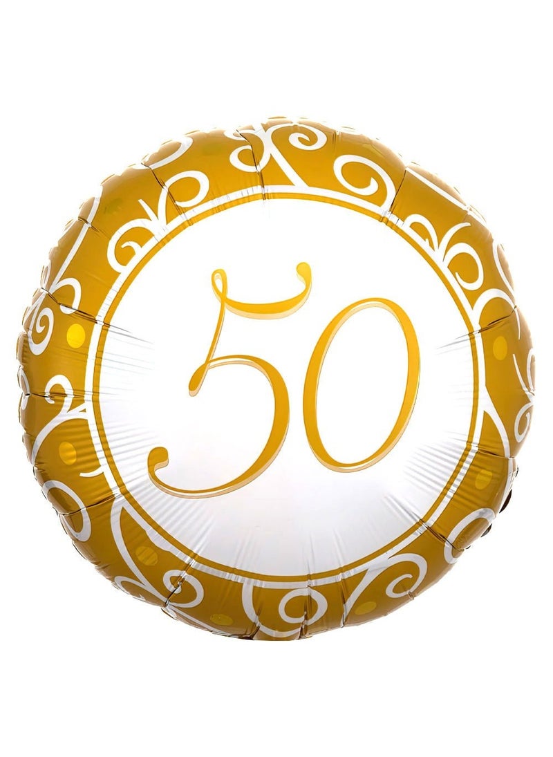 بالون من رقائق معدنية لذكرى عيد الميلاد الخمسين، ذهبي، 43 سم