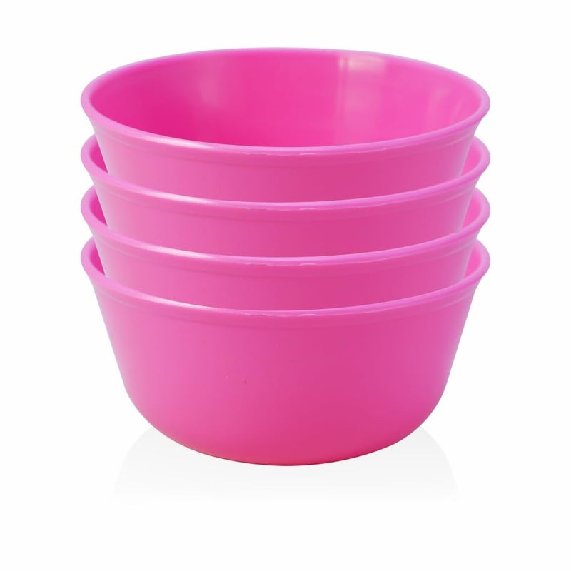 MORVI Plastic Prime Sigma 500 Unbreakable BPA Free Plastic Bowl Set for Cereal, Salad, Rice, Soup, Pasta, Snack Bowl, Microwave Safe, Dishwasher Safe, 4 Pcs, 450 ml, Pink Color - Image 1