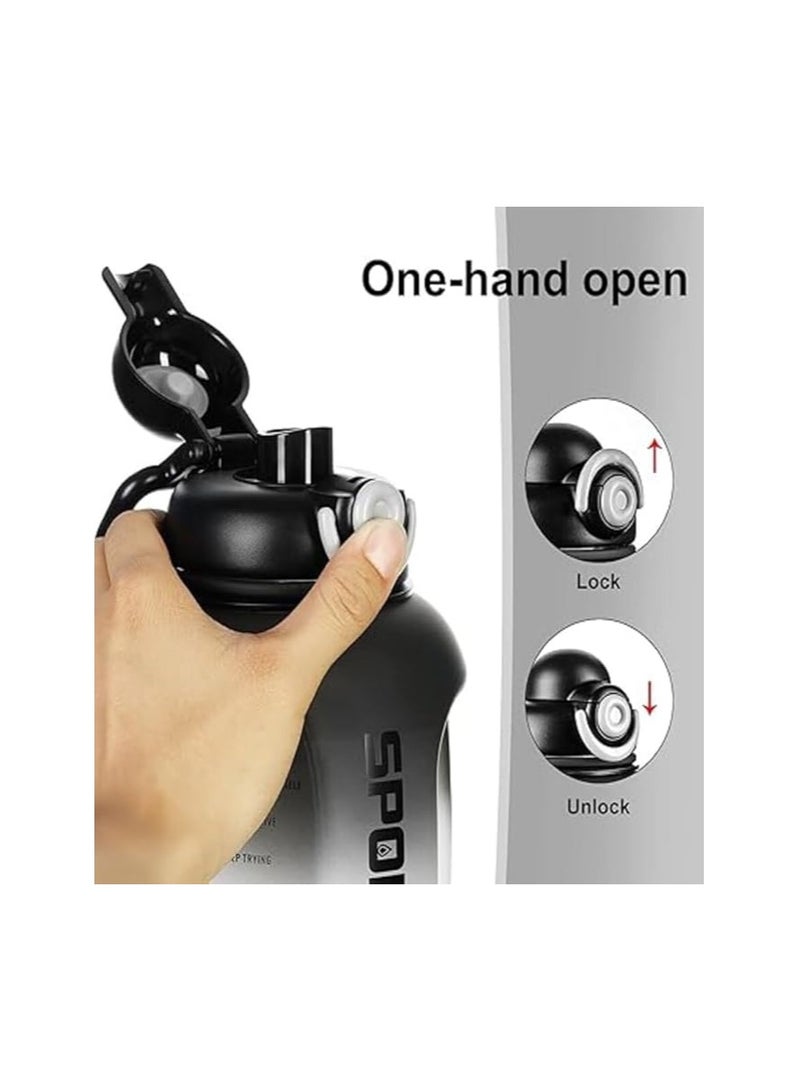 Raxoom Sports Water Bottle Motivational Quotes & Capacity Marker with Handle, Buckle & Hand Strap with Straw, 1.6 L Bottle Top Lock Closure Leak-proof & Odorless Outdoor Water Bottle (Black) - Image 5