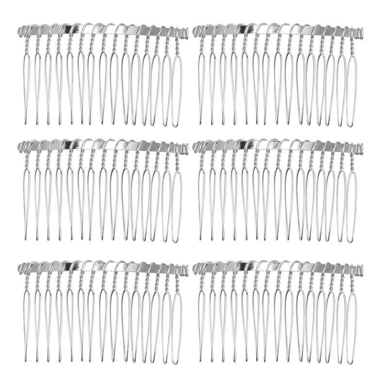 Senkary 10 Pieces Metal Hair Comb Clip Wire Wedding Bridal Veil Combs for Women 15 Teeth Silver
