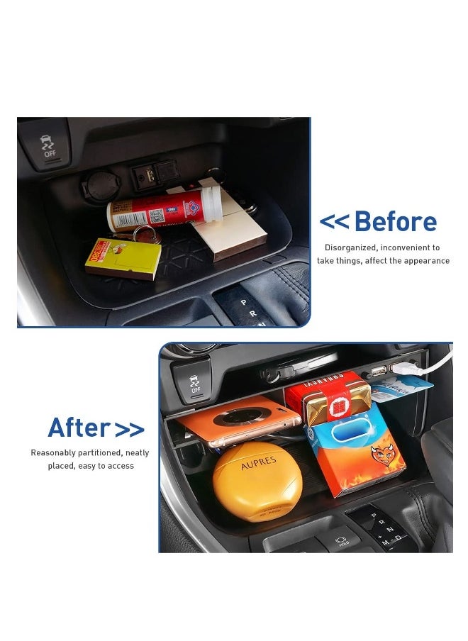 Center Console Organizer Box for Toyota Rav4 2018 to 2022, 3 Compartment Center Dash Storage Insert Tray Box with Dual Usb Outlet