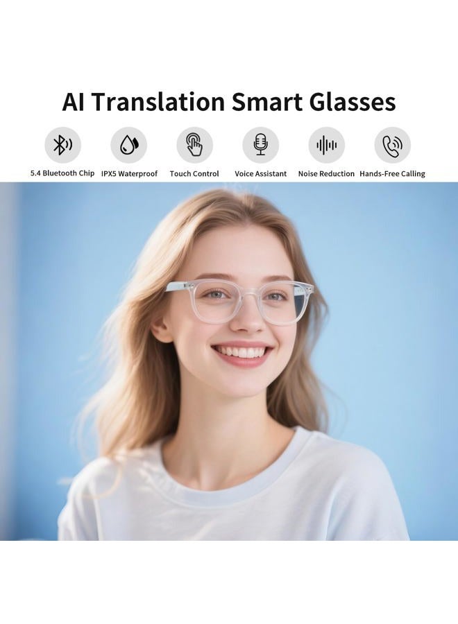 PADOM AI Smart Glasses for Men & Women, AI-Powered By Translation, Noise Reduction, Open Ear Audio Mic & Speakers, Translation Glasses with Color-Change Lenses, Support 169 Languages, Business/Travel(Blue) - Image 2