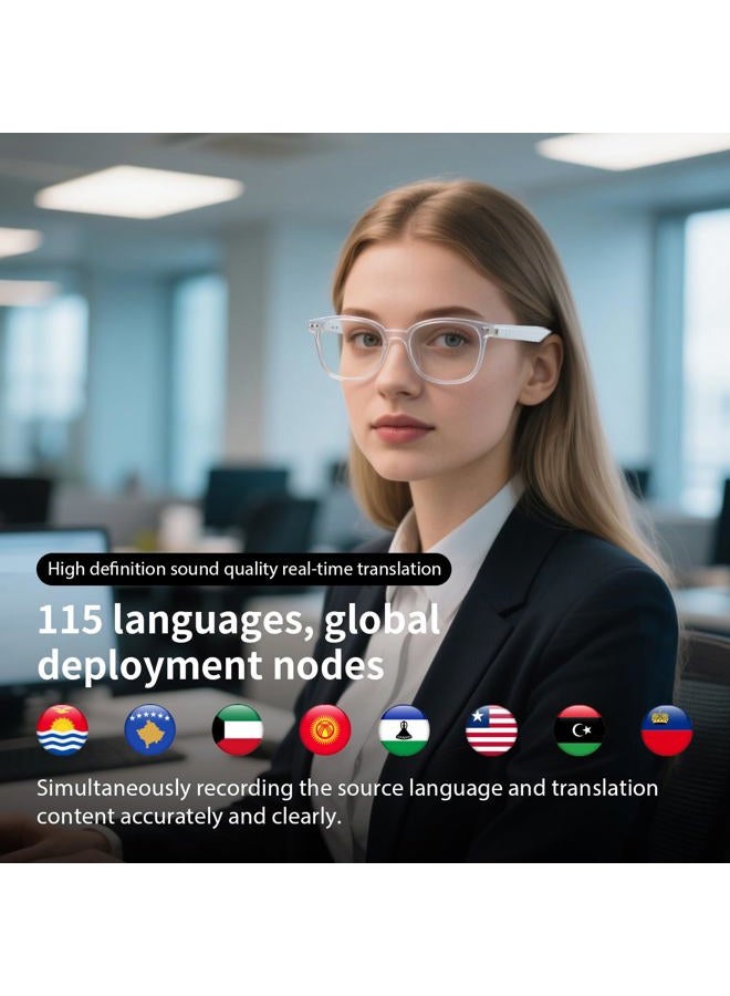 PADOM AI Smart Glasses for Men & Women, AI-Powered By Translation, Noise Reduction, Open Ear Audio Mic & Speakers, Translation Glasses with Color-Change Lenses, Support 169 Languages, Business/Travel(Blue) - Image 3