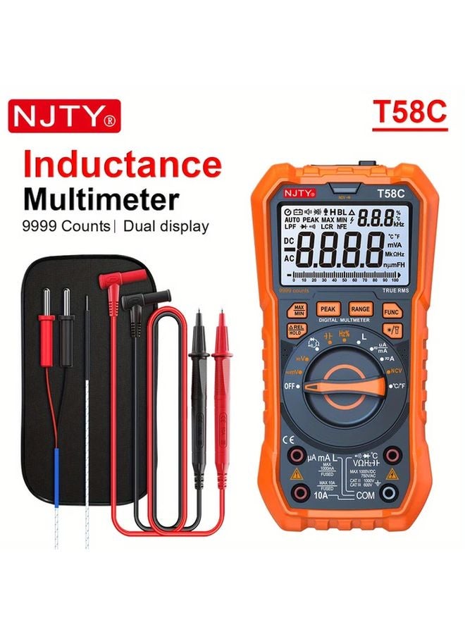 T58C ملتي ميتر رقمي TRMS 9999 عد الكشف عن الجهد غير الملامس النطاق التلقائي للجهد والتيار والمقاومة - Image 1