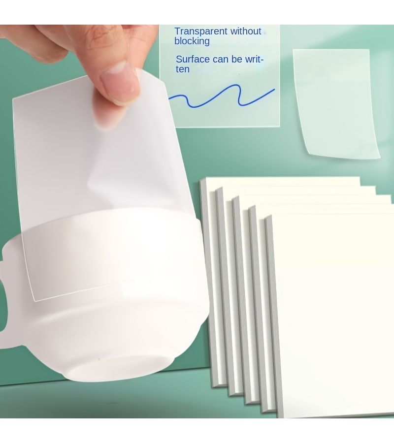 300 Sheets Large Transparent Sticky Notes Writable Full Adhesive Quick Drying Reusable For Office School Supplies - Image 3